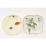Wedgwood pearlware botanical square dish, circa 1800-10, and a Wedgwood falling leaves pattern plate
