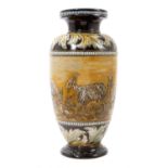 Hannah Barlow for Doulton sgraffito vase decorated with goats