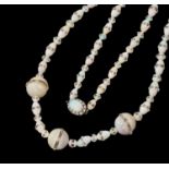 1920s opal bead necklace and matching bracelet