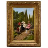 Ignace Spiridon (act. 1869-1900) oil on canvas - A Gathering of Stylish Ladies, signed, 71cm x 46cm,