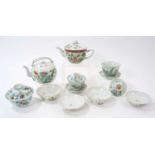Group of Chinese Republic period polychrome painted porcelain, including two teapots and covers, pai