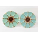 Pair of Victorian Minton majolica glazed oyster plates with nine wells
