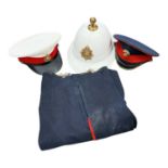 George VI Royal Marines Bandsman's helmet, together with another Royal Marines hat and other militar
