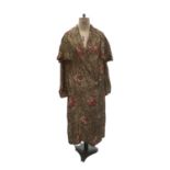 1920s / 30s evening coat gold tone metallic thread in scrolling flora design interspersed with colou