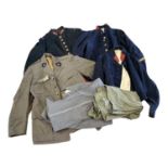 Group of French military uniform to include infantry tunics and trousers, (1 box).