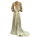 1911 evening gown by Mary Elizabeth Humble, Conduit Street, London Eau De Nil silk, voluminous elbow
