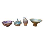 Mary Rich studio pottery, including a vase, teapot, bowl and footed bowl (4)