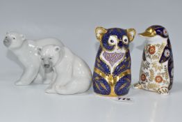 TWO ROYAL CROWN DERBY PAPERWEIGHTS AND TWO LLADRO FIGURES, comprising Royal Crown Derby Koala and