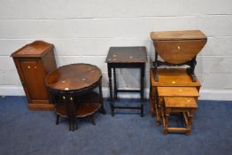 A SELECTION OF OCCASIONAL FURNITURE, to include a reproduction mahogany nest of five tables, with