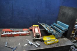 A COLLECTION OF AUTOMOTIVE TOOLS including a Gordon and a Ross socket sets, a metal toolbox and a