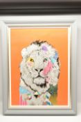 STEPHEN FORD (BRITISH CONTEMPORARY) '20TH CENTURY, GO TO SLEEP', a stylised portrait of a lion's