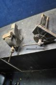 A RECORD No.52 1/2 WOOD WORKING VICE with 9in jaws, a Record No.6 vice and an engineers vice with