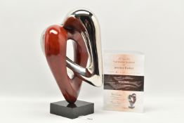 JENNINE PARKER (BRITISH CONTEMPORARY) 'SACRED HEARTS', a bronze sculpture of two interlocked hearts,