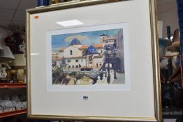 STAN KOMINSKI (BRITISH 1952) 'SAN JAIME CHURCH, BENIDORM', a view of the church in the Old Town part