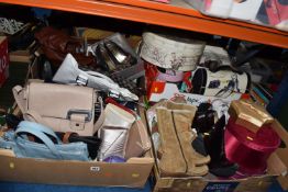FIVE BOXES AND LOOSE LADIES' SHOES, BAGS AND ACCESSORIES, to include approximately twenty pairs of