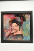 TROIKA (CONTEMPORARY BRITISH STREET ART TRIO) 'THOUGHTFUL GEISHA', a head and shoulders portrait