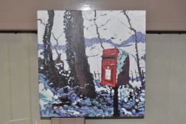 TIMMY MALLETT (BRITISH CONTEMPORARY) 'SNOWY POST BOX', a signed limited edition print on box canvas,