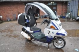 A 2001 BMW C1 200 MOTORCYCLE with BMW Williams F1 livery on white and blue paintwork, with a 180cc