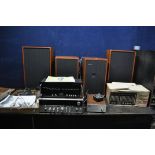 A COLLECTION OF VINTAGE HI FI EQUIPMENT including a National Panasonic SA6400X receiver amplifier (