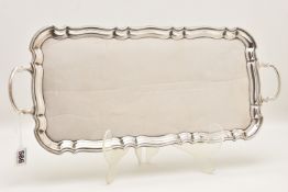 AN ELIZABETH II SILVER TWIN HANDLED TRAY, with wavy rim, hallmarked 'J B Chatterley & Sons Ltd'
