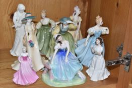 A GROUP OF TEN FIGURINES, comprising Royal Doulton 'Fair Lady' HN2193, 'Ninette' HN2379, 'Buttercup'