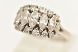 AN 18CT WHITE GOLD DIAMOND CLUSTER RING, estimated total diamond weight 0.90ct, hallmarked 18ct