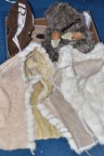 A BOX OF ASSORTED FAUX FUR AND SUEDE WAISTCOATS ETC to include two Yazz faux fur waistcoats (size