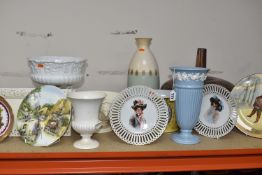 A LARGE COLLECTION OF ASSORTED CERAMICS to include a Wedgwood 'Queens ware' fluted tapering vase,