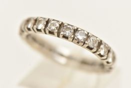 A WHITE METAL FULL SET ETERNITY BAND RING, round brilliant cut diamonds, estimated total diamond
