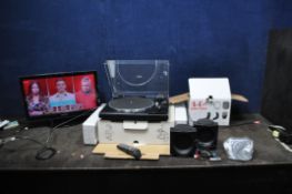 A PIONEER PL-370 TURNTABLE in original box (needle needs replacing but working), a pair of