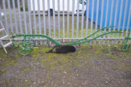 A VINTAGE 'HOWARD of BEDFORD' WROUGHT IRON FURROW 312cm long with double blade (not in working