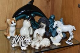 A GROUP OF ANIMAL THEMED FIGURES, comprising, Beswick Duck with Ladybird on Beak, model no. 760,