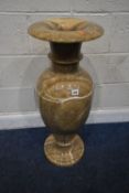 A LARGE FLOOR STANDING ONYX VASE, height 84cm, condition report: chips around the bottom edge,