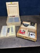 A VERITAS HONING GUIDE Mk2, a Veritas angle finder, a Jet angle guide and a box containing four