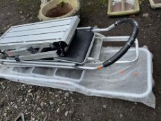 FOUR STEP LADDERS AND A QUALCAST PANTHER 30 MANUAL LAWN MOWER with grassbox