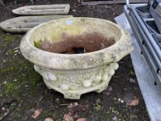 A WILLOWSTONE ROUND GARDEN PLANTER with foliate detail to 52cm diameter bowl.