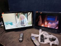 A SAMSUNG UE22D5003DW 22in TV with remote and a Marks and Spencer MS1975F 19in TV/DVD combi with