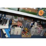 FIVE BOXES AND LOOSE VINTAGE TOYS AND GAMES, to include games Mouse Trap, Game of Life, Game of