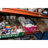 FIVE BOXES OF CERAMICS AND GLASS to include assorted part tea and dinnerware sets to include Royal