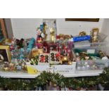 FIVE BOXES AND LOOSE CHRISTMAS DECORATIONS, to include, Gnomy's diaries The Legend of Christmas
