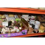 FOUR BOXES AND LOOSE MIXED CERAMICS AND ORNAMENTS to include a quantity of Colclough tea ware