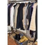 ONE BOX AND LOOSE MEN'S AND LADIES' CLOTHES AND ACCESSORIES, approximately fifty items, mostly