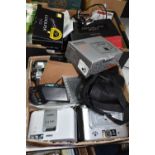 TWO BOXES OF DIGITAL CAMERAS AND EQUIPMENT to include a box containing approximately thirty-five