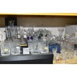 A LARGE GROUP OF LEAD CRYSTAL ITEMS to include a boxed set of twelve Royal Doulton whiskey tumblers,
