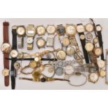 AN ASSORTMENT OF WATCHES, a selection of wristwatches, watch heads and watch parts, names to include