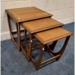 A MID-CENTURY TEAK G PLAN ASTRO NEST OF THREE TABLES Dimensions:largest table 51cm cubed Condition