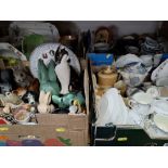 FOUR BOXES AND LOOSE OF GENERAL HOUSEHOLD CERAMICS to include a box containing several part tea sets