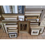 A QUANTITY OF ASSORTED 19TH AND 20TH CENTURY PRINTS ETC, to include two Edward Sharland etchings
