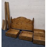 A MODERN PINE 5FT BEDSTEAD, with side rails, slats and four drawers Condition Report:dismantled,