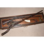 A 19TH CENTURY SINGLE BARREL PERCUSSION SHOTGUN BY W. PARKER, muzzle loading gun with an 77cm